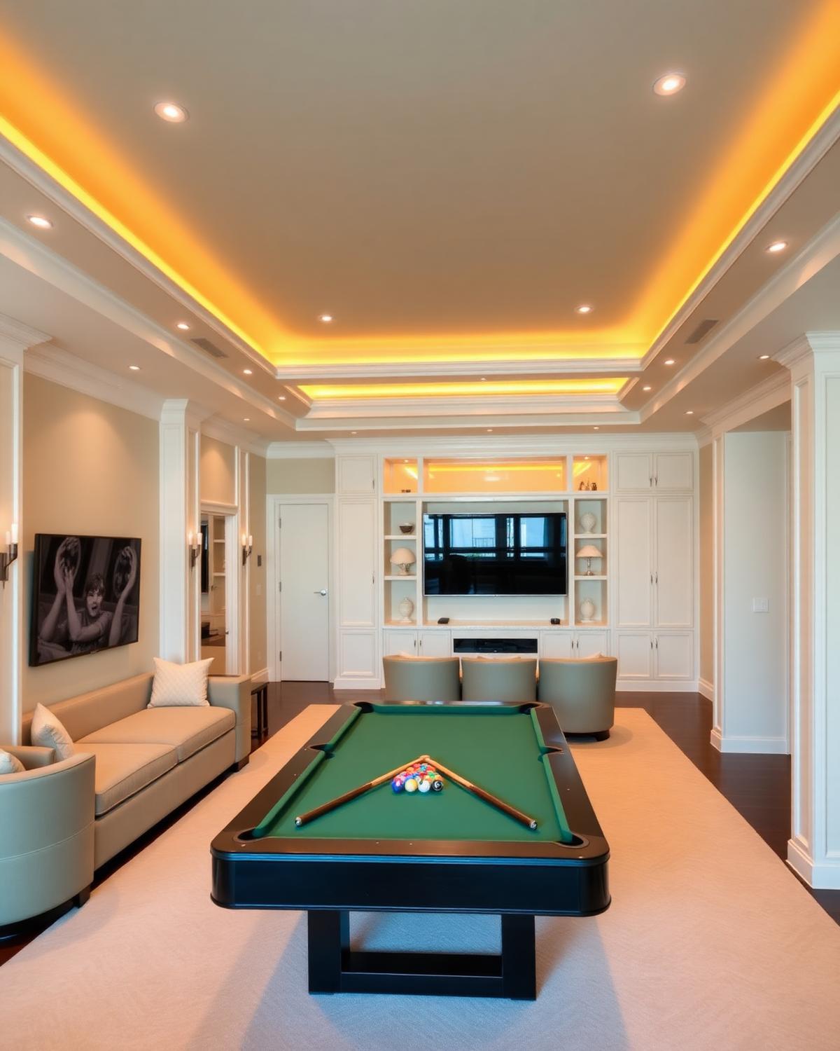 Elegant game room and entertainment lounge